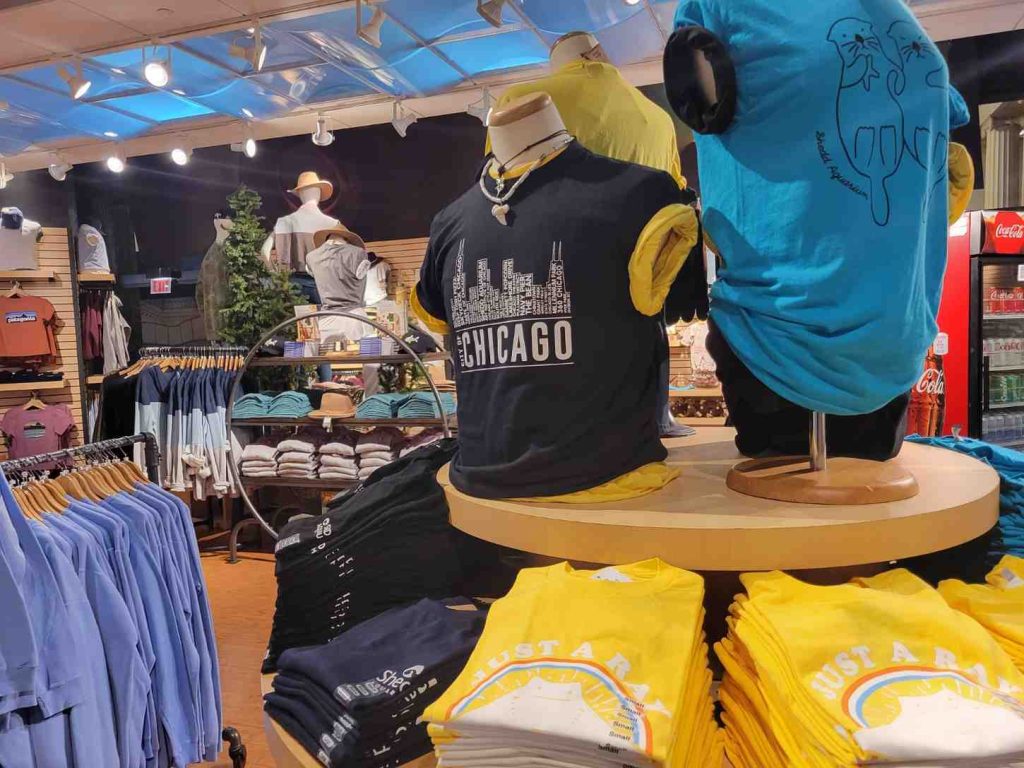 display of tshirts and other merchandise